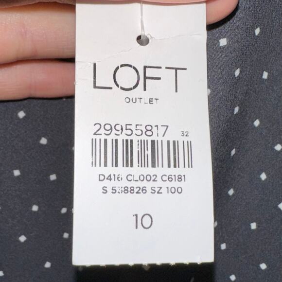 NWT Loft Outlet Grey & White Polka Dot Faux Wrap Mini Dress Size 10 - Picture 4 of 12